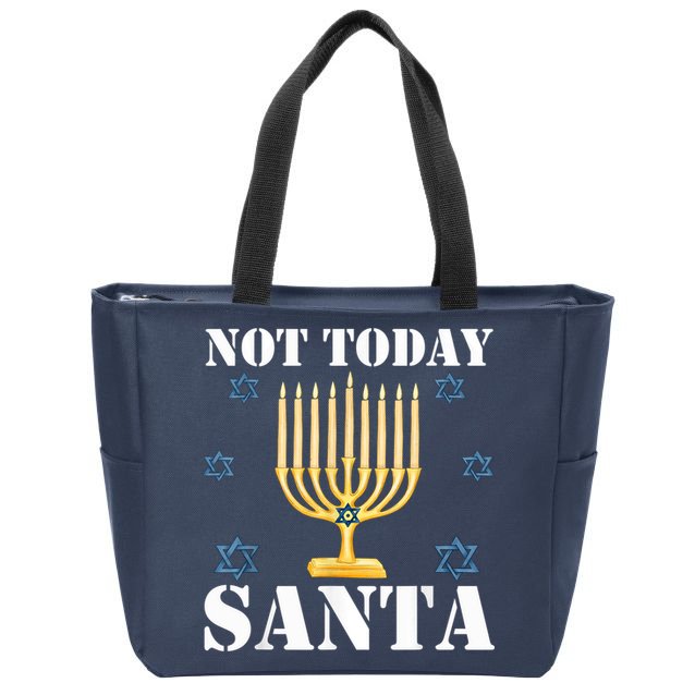 Not Today Santa Jewish Holiday Festival Funny Hanukkah Zip Tote Bag