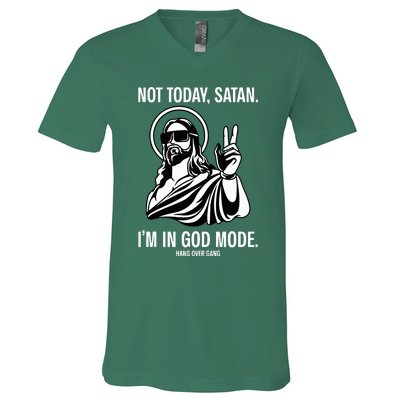 Not Today Satan IM In God Mode V-Neck T-Shirt