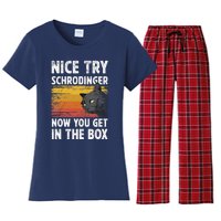 Nice Try Schrodinger Now You Get In The Box Black Cat Women's Flannel Pajama Set