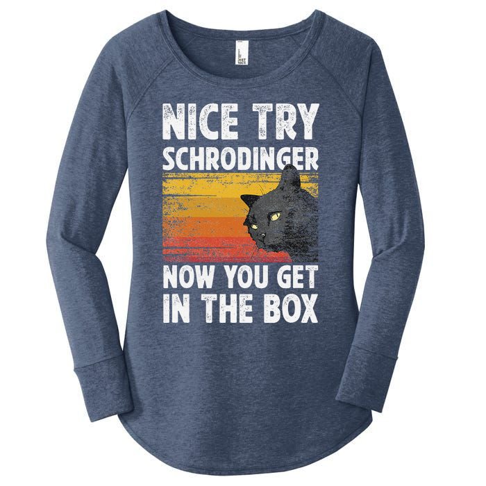 Nice Try Schrodinger Now You Get In The Box Black Cat Women's Perfect Tri Tunic Long Sleeve Shirt