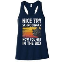 Nice Try Schrodinger Now You Get In The Box Black Cat Women's Racerback Tank