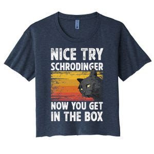 Nice Try Schrodinger Now You Get In The Box Black Cat Women's Crop Top Tee