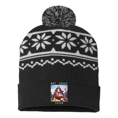 Not Today Satan Jesus Vs Satan In Basketball USA-Made Snowflake Beanie