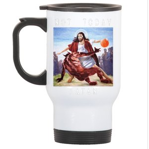 Not Today Satan Jesus Vs Satan In Basketball Stainless Steel Travel Mug