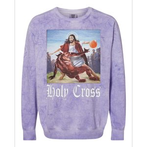 Not Today Satan Jesus Crossover Basketball Holy Cross Colorblast Crewneck Sweatshirt