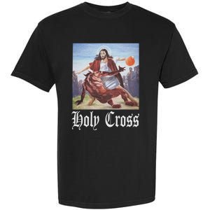 Not Today Satan Jesus Crossover Basketball Holy Cross Garment-Dyed Heavyweight T-Shirt