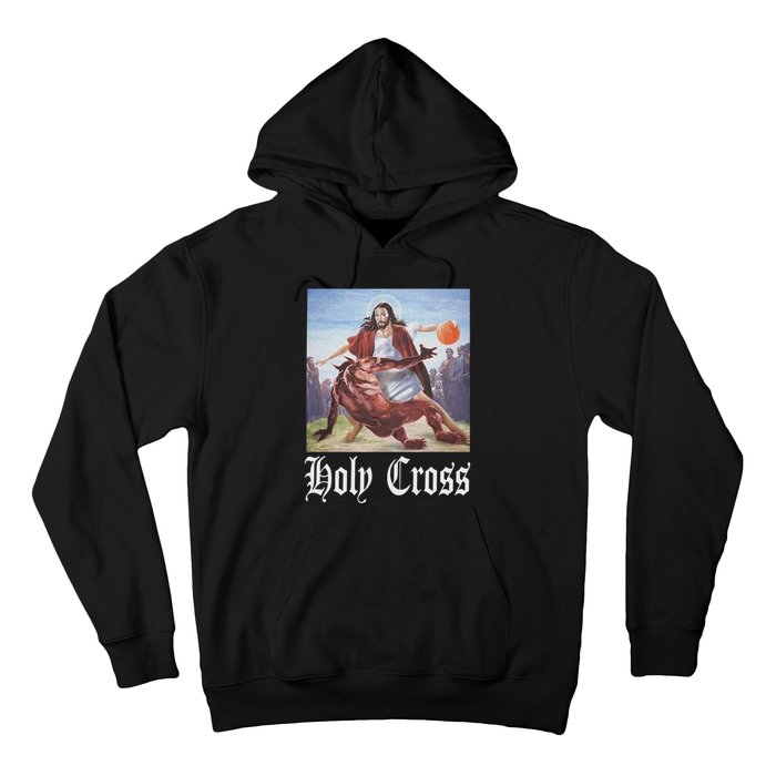 Not Today Satan Jesus Crossover Basketball Holy Cross Hoodie