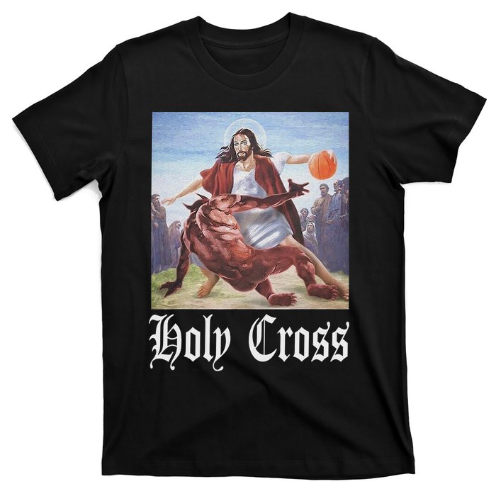 Not Today Satan Jesus Crossover Basketball Holy Cross T-Shirt