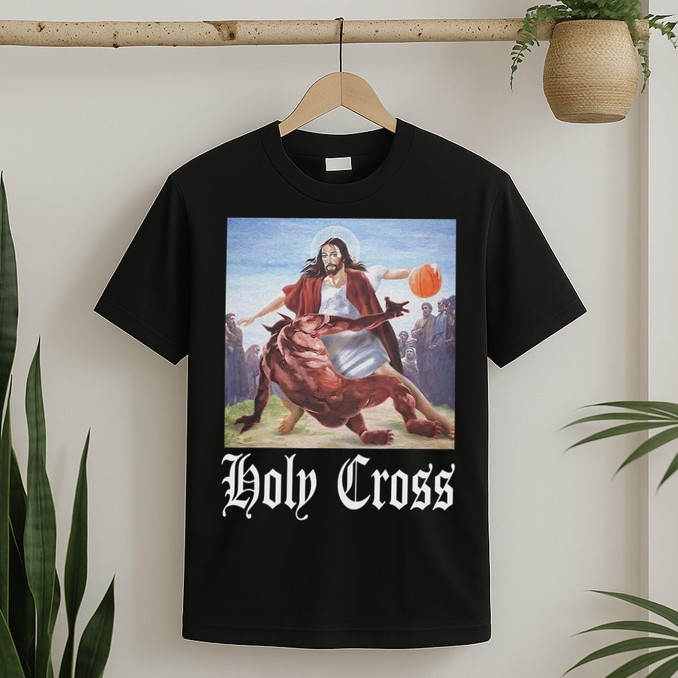 Not Today Satan Jesus Crossover Basketball Holy Cross T-Shirt