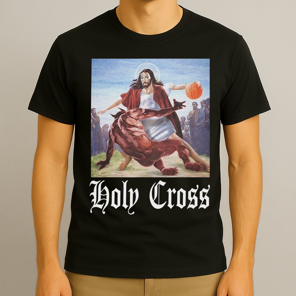 Not Today Satan Jesus Crossover Basketball Holy Cross T-Shirt