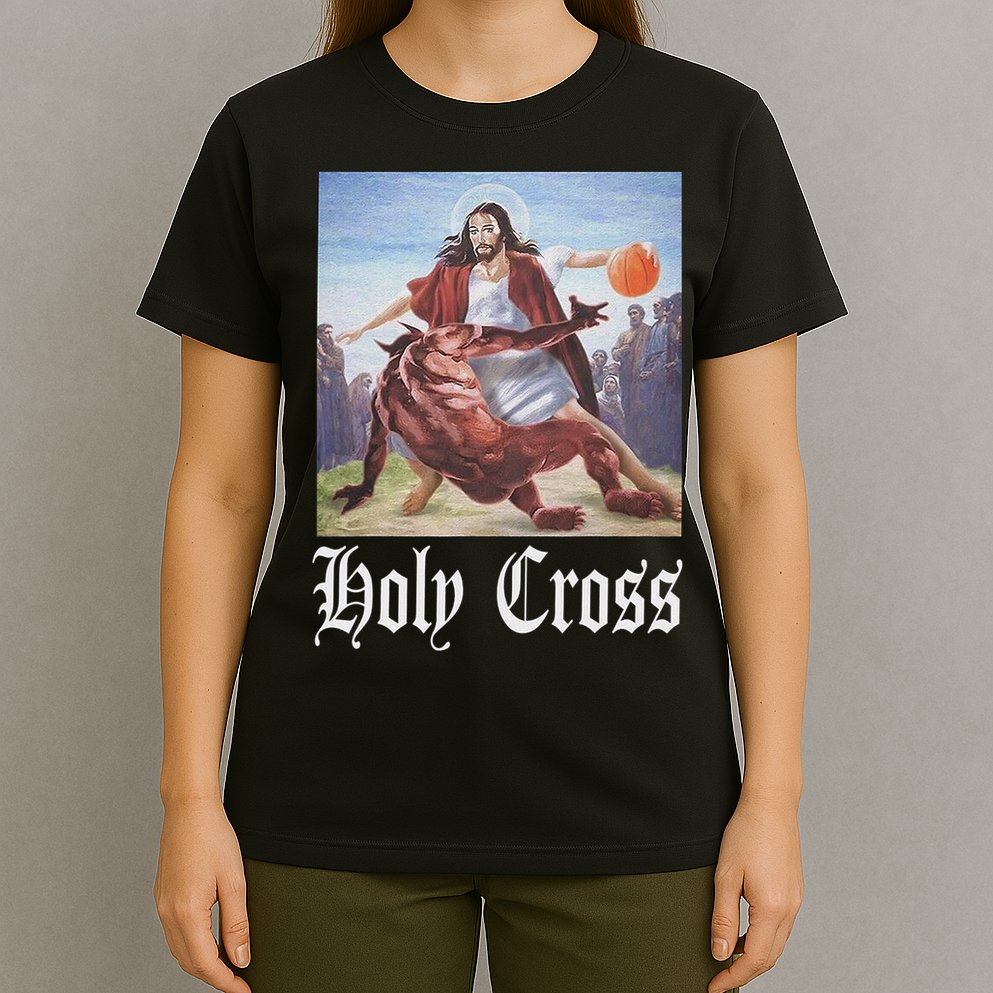 Not Today Satan Jesus Crossover Basketball Holy Cross T-Shirt