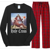 Not Today Satan Jesus Crossover Basketball Holy Cross Long Sleeve Pajama Set