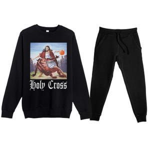 Not Today Satan Jesus Crossover Basketball Holy Cross Premium Crewneck Sweatsuit Set