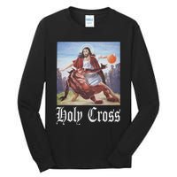 Not Today Satan Jesus Crossover Basketball Holy Cross Tall Long Sleeve T-Shirt