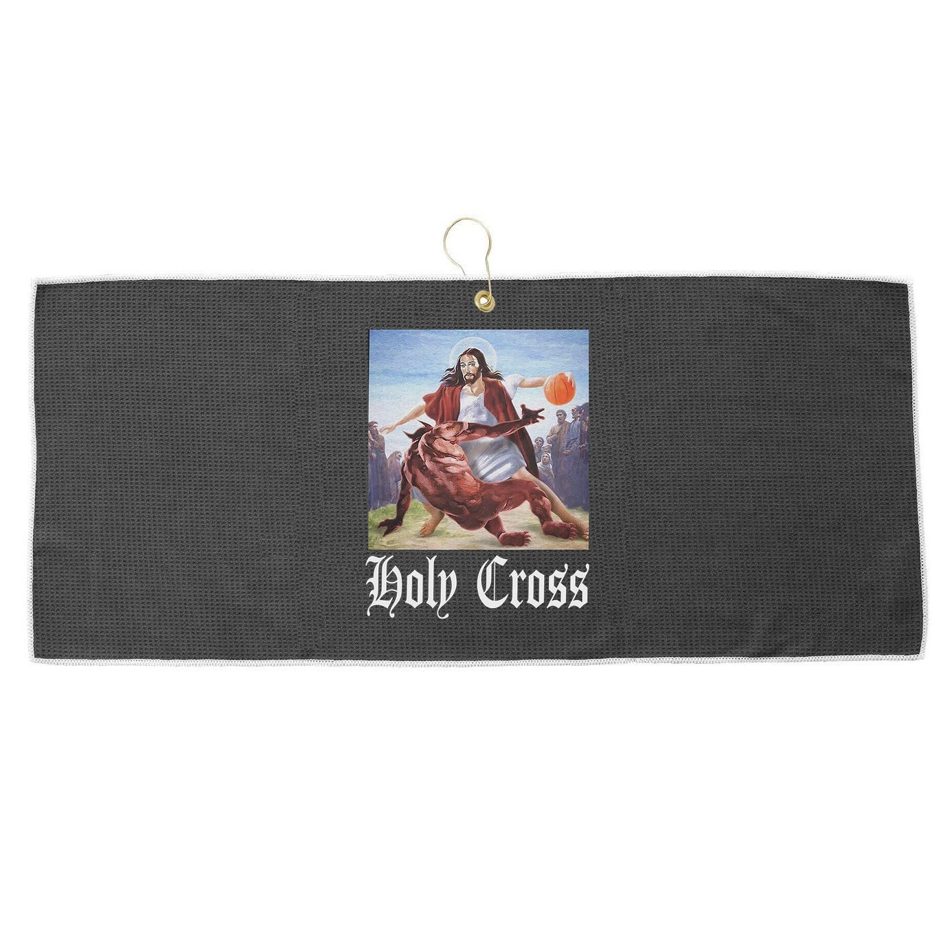 Not Today Satan Jesus Crossover Basketball Holy Cross Large Microfiber Waffle Golf Towel