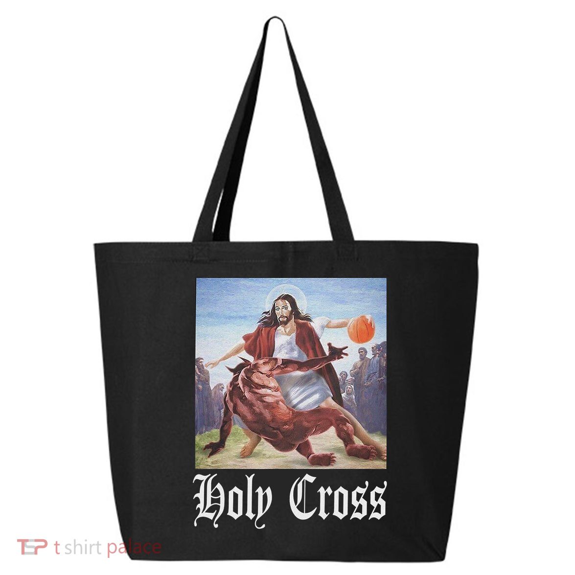Not Today Satan Jesus Crossover Basketball Holy Cross 25L Jumbo Tote