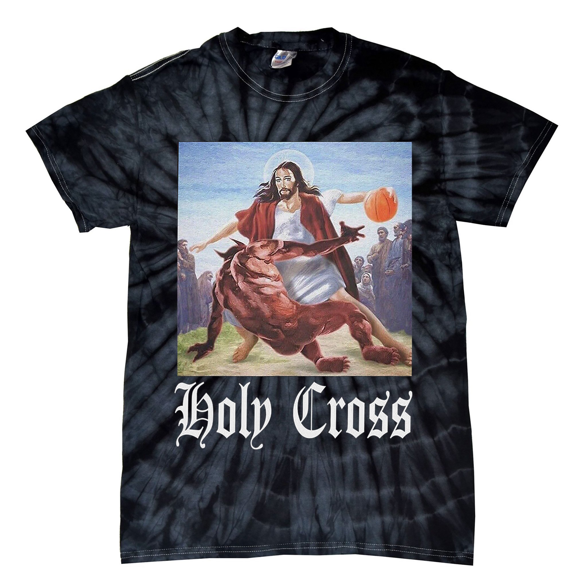 Not Today Satan Jesus Crossover Basketball Holy Cross Tie-Dye T-Shirt