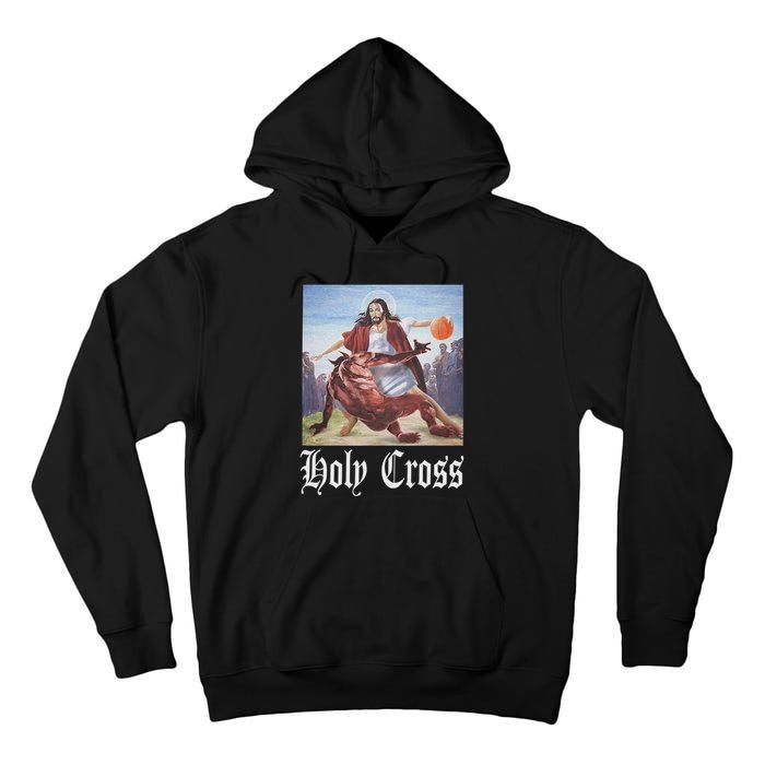 Not Today Satan Jesus Crossover Basketball Holy Cross Tall Hoodie