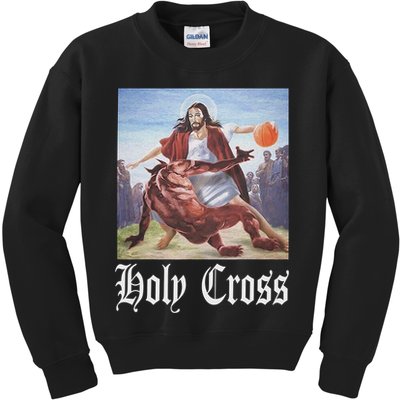 Not Today Satan Jesus Crossover Basketball Holy Cross Kids Sweatshirt