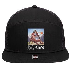 Not Today Satan Jesus Crossover Basketball Holy Cross 7 Panel Mesh Trucker Snapback Hat