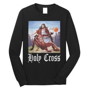 Not Today Satan Jesus Crossover Basketball Holy Cross Long Sleeve Shirt