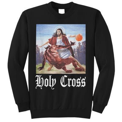 Not Today Satan Jesus Crossover Basketball Holy Cross Sweatshirt