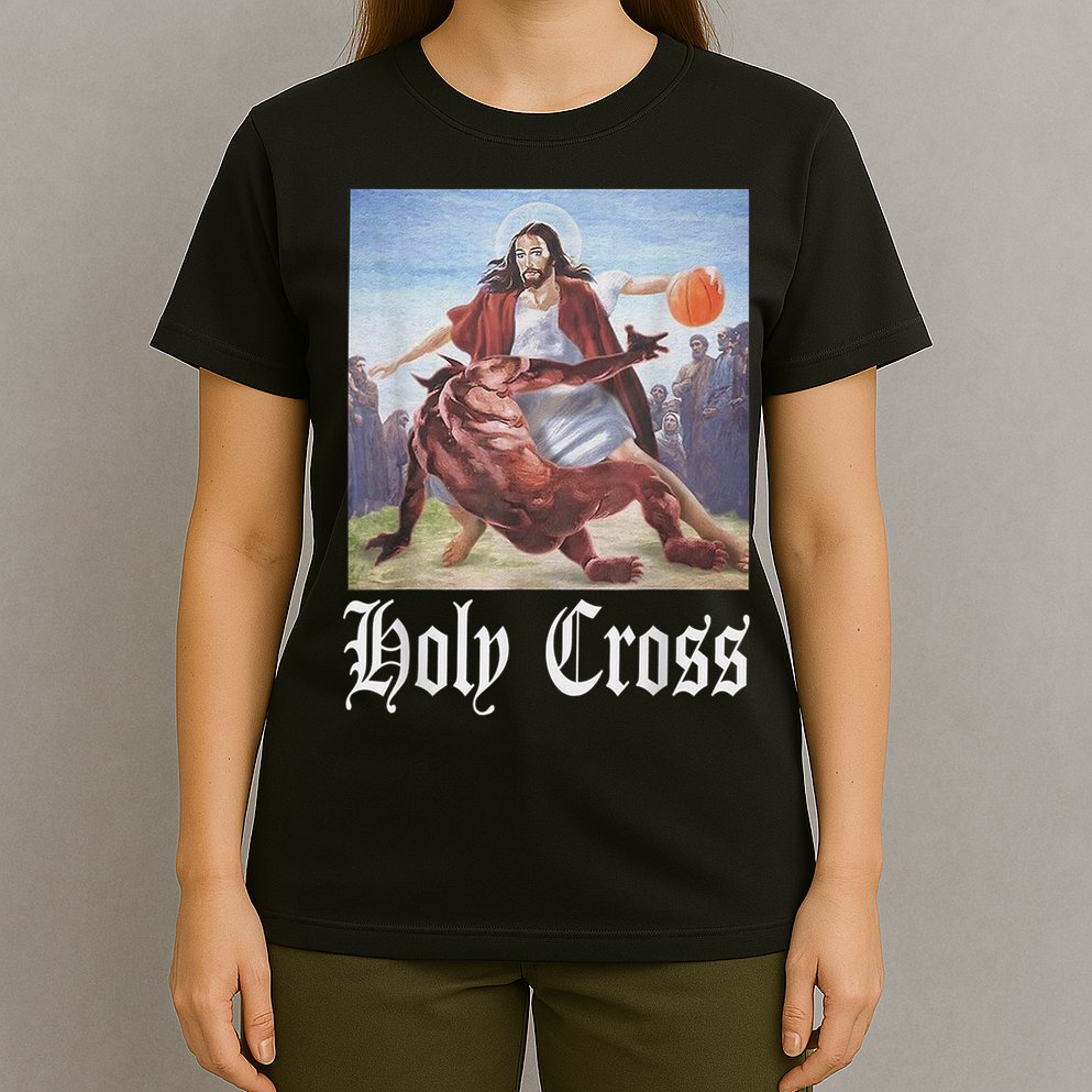 Not Today Satan Jesus Crossover Basketball Holy Cross T-Shirt