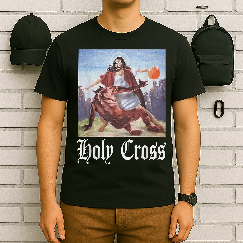Not Today Satan Jesus Crossover Basketball Holy Cross T-Shirt