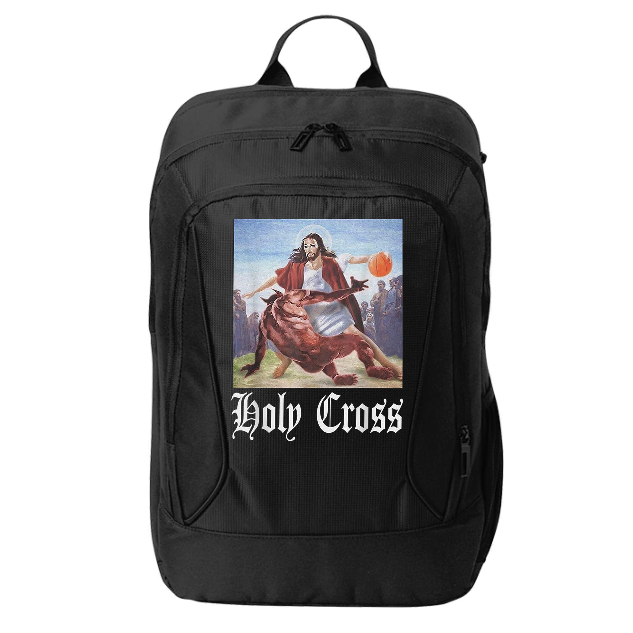 Not Today Satan Jesus Crossover Basketball Holy Cross City Backpack