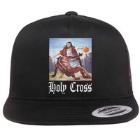 Not Today Satan Jesus Crossover Basketball Holy Cross Flat Bill Trucker Hat