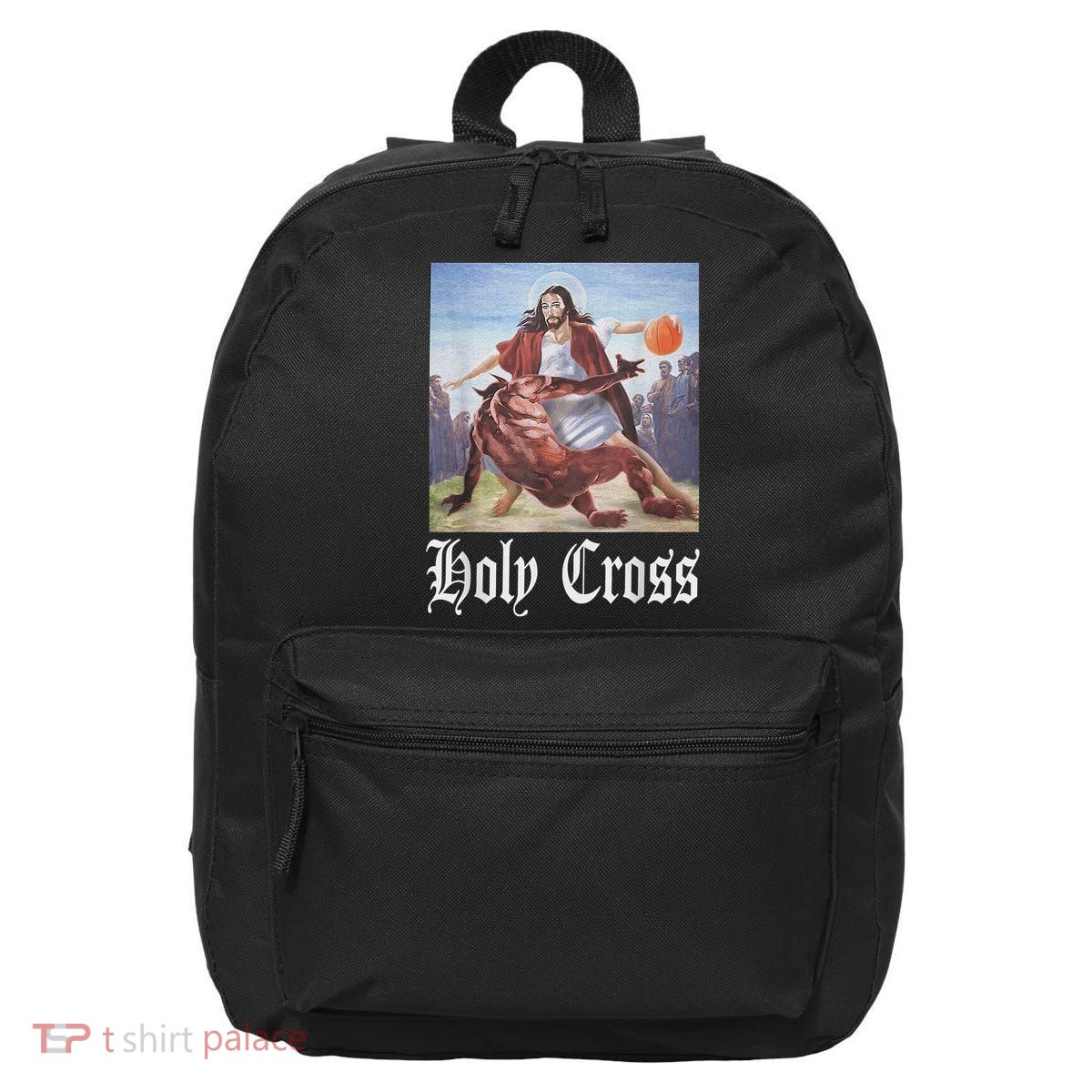 Not Today Satan Jesus Crossover Basketball Holy Cross 16 in Basic Backpack