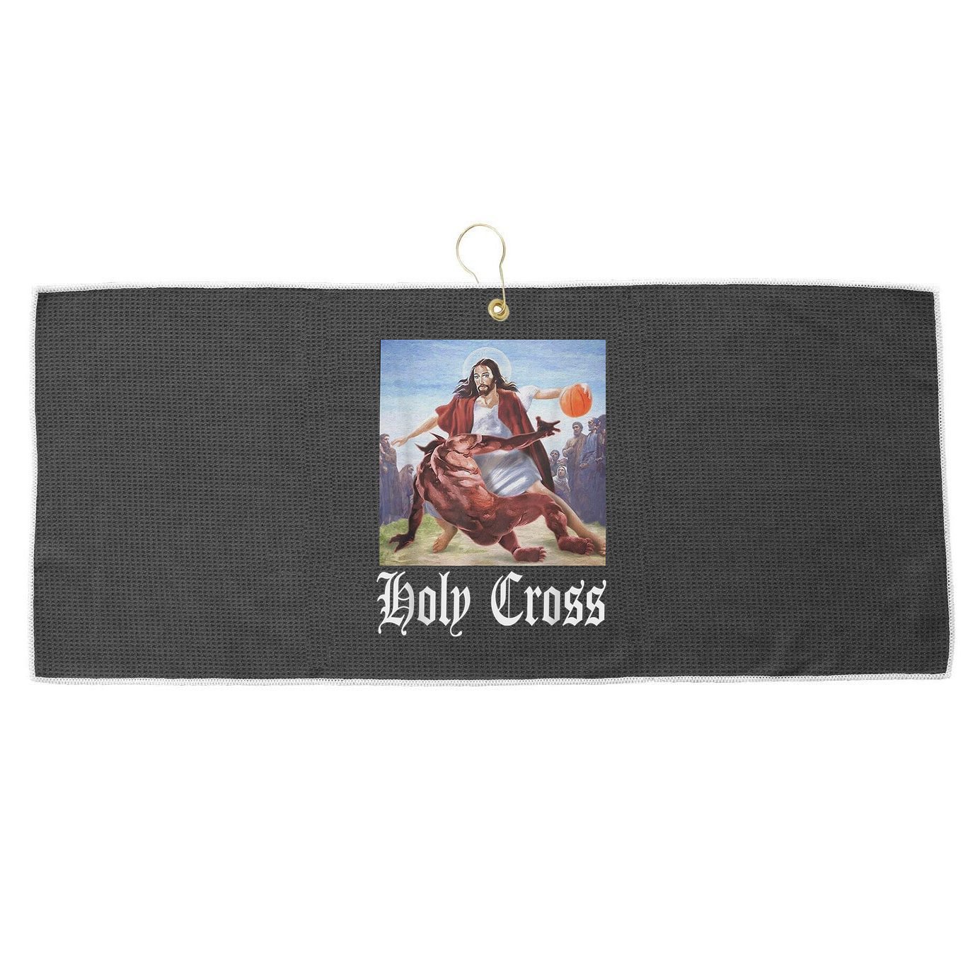 Not Today Satan Jesus Crossover Basketball Holy Cross Large Microfiber Waffle Golf Towel