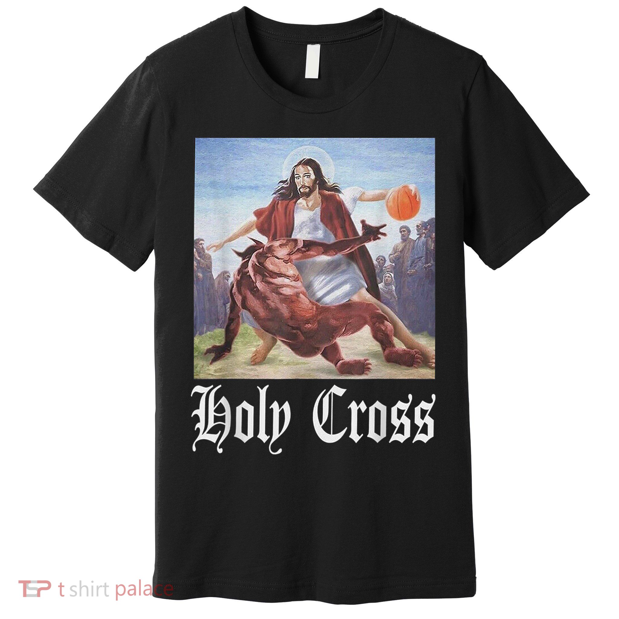 Not Today Satan Jesus Crossover Basketball Holy Cross Premium T-Shirt
