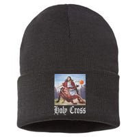 Not Today Satan Jesus Crossover Basketball Holy Cross Sustainable Knit Beanie