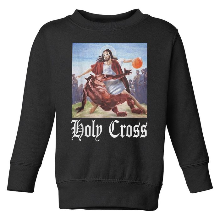 Not Today Satan Jesus Crossover Basketball Holy Cross Toddler Sweatshirt