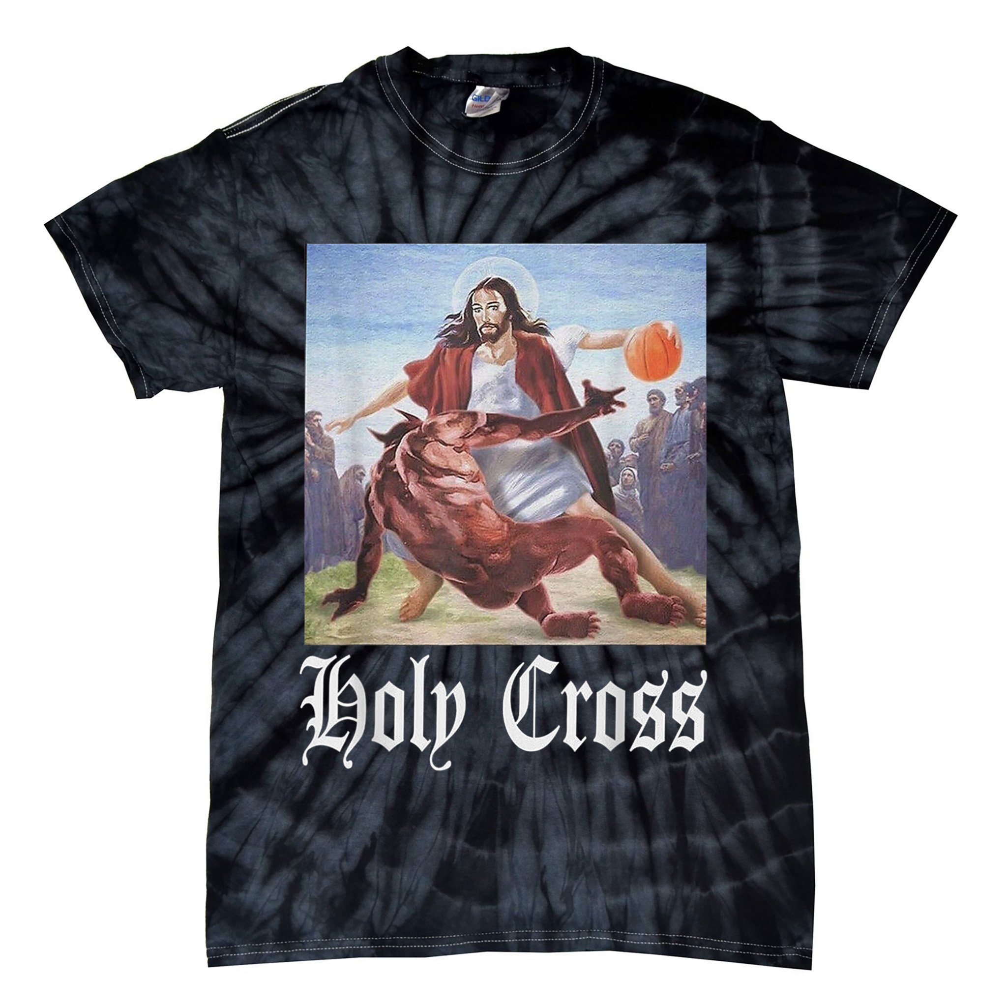 Not Today Satan Jesus Crossover Basketball Holy Cross Tie-Dye T-Shirt
