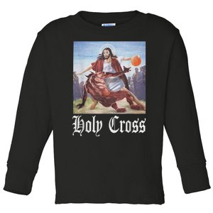 Not Today Satan Jesus Crossover Basketball Holy Cross Toddler Long Sleeve Shirt