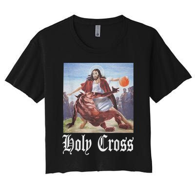 Not Today Satan Jesus Crossover Basketball Holy Cross Crop Top