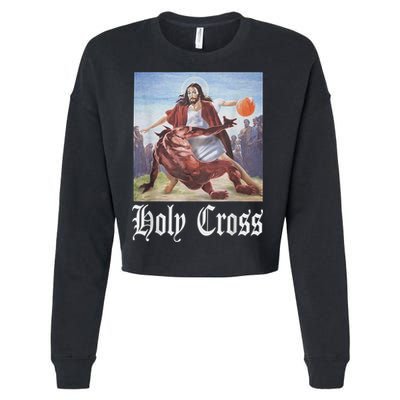 Not Today Satan Jesus Crossover Basketball Holy Cross Cropped Pullover Crew