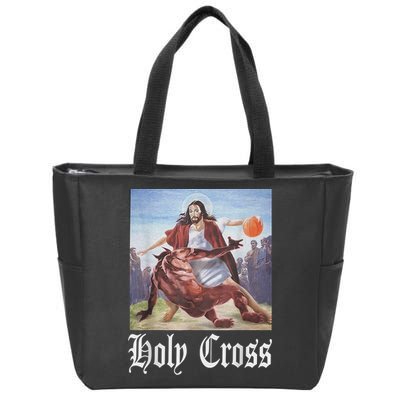 Not Today Satan Jesus Crossover Basketball Holy Cross Zip Tote Bag