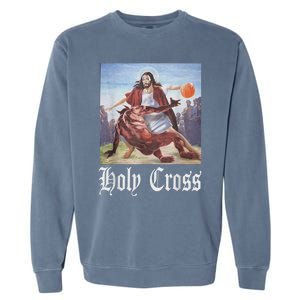 Not Today Satan Jesus Crossover Basketball Holy Cross Garment-Dyed Sweatshirt