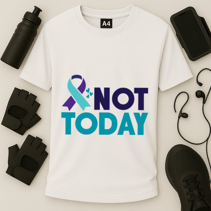 Not Today Suicide Prevention Ribbon Cooling Performance Crew T-Shirt