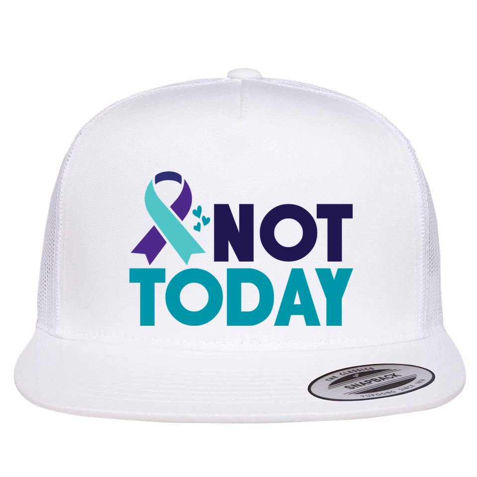 Not Today Suicide Prevention Ribbon Flat Bill Trucker Hat
