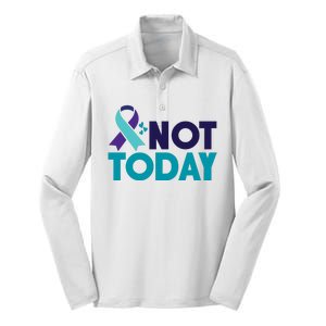 Not Today Suicide Prevention Ribbon Silk Touch Performance Long Sleeve Polo