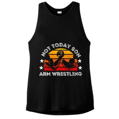 Not Today Son Arm Wrestling Game Father Valentines Day Ladies PosiCharge Tri-Blend Wicking Tank