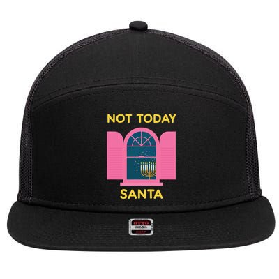 Not Today Santa Jewish Hanukkah Menorah Lights Dreidel Latke  7 Panel Mesh Trucker Snapback Hat