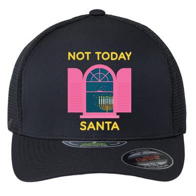 Not Today Santa Jewish Hanukkah Menorah Lights Dreidel Latke  Flexfit Unipanel Trucker Cap