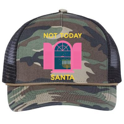 Not Today Santa Jewish Hanukkah Menorah Lights Dreidel Latke  Retro Rope Trucker Hat Cap