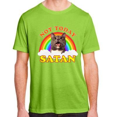 Not Today Satan Funny Rainbow Cat Meme Adult ChromaSoft Performance T-Shirt