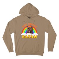 Not Today Satan Funny Rainbow Cat Meme Hoodie